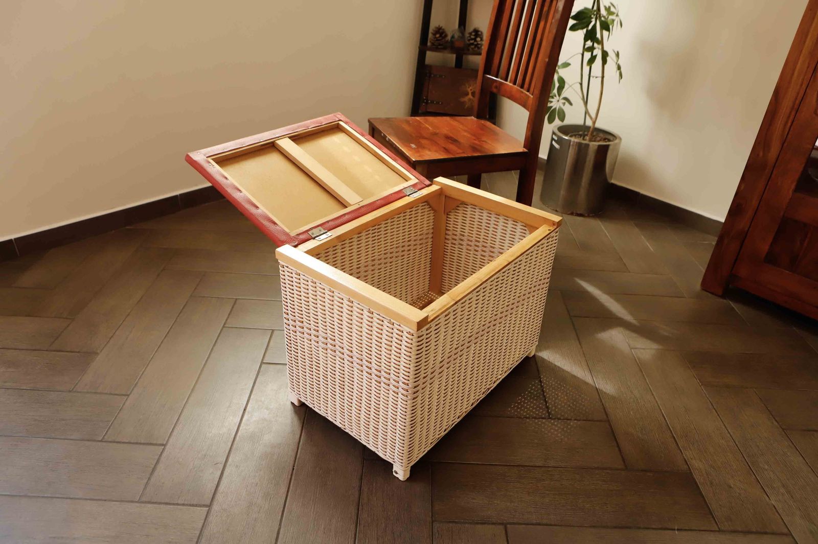 Retro Rattan Chest For Seating And Storage photo furniture