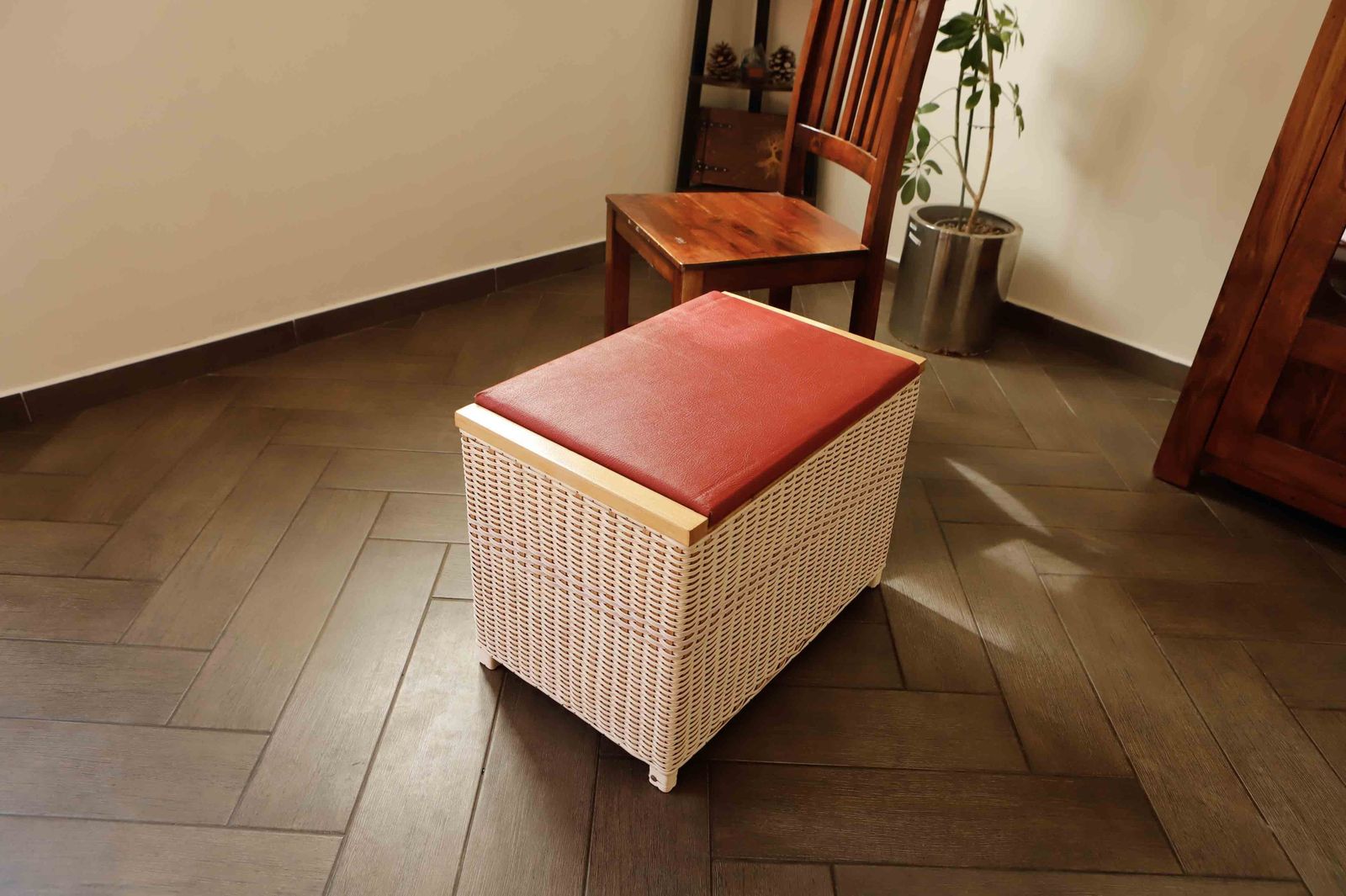 Retro Rattan Chest For Seating And Storage photo vinterior
