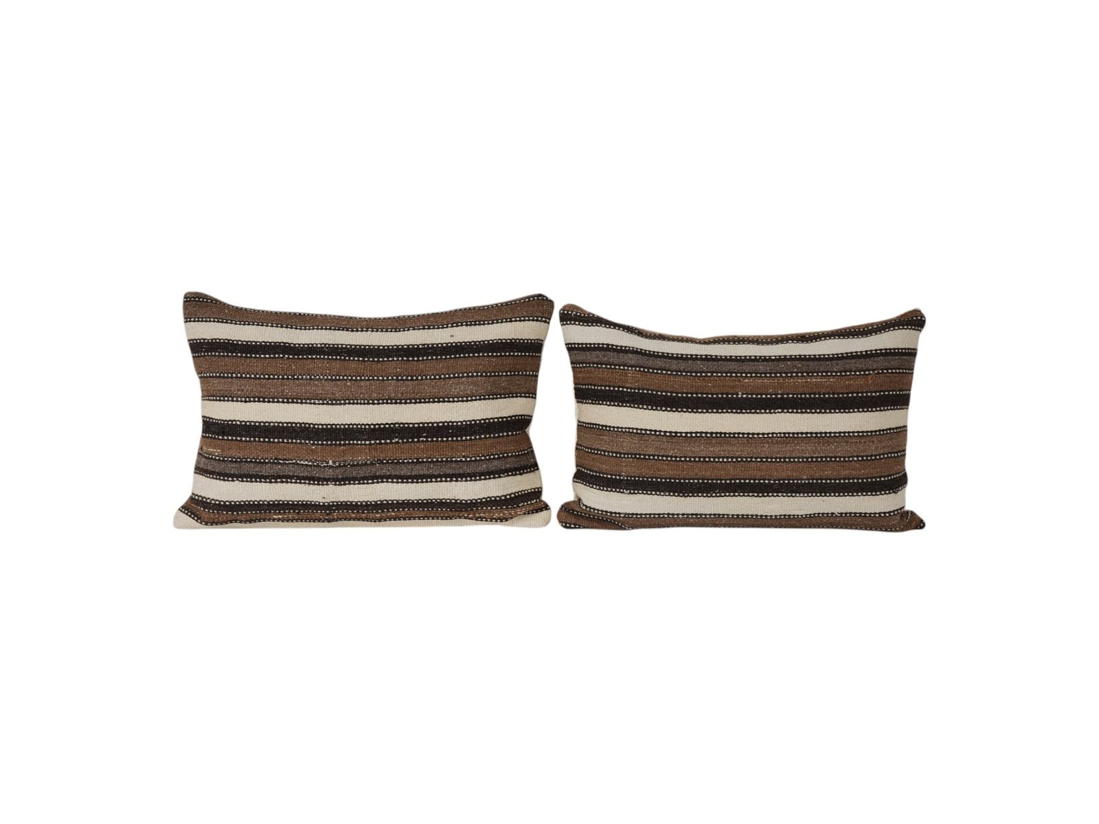 Minimalist Style Hemp Pillow With Original Details, Set Of Two Lumbar Kilim Pillow