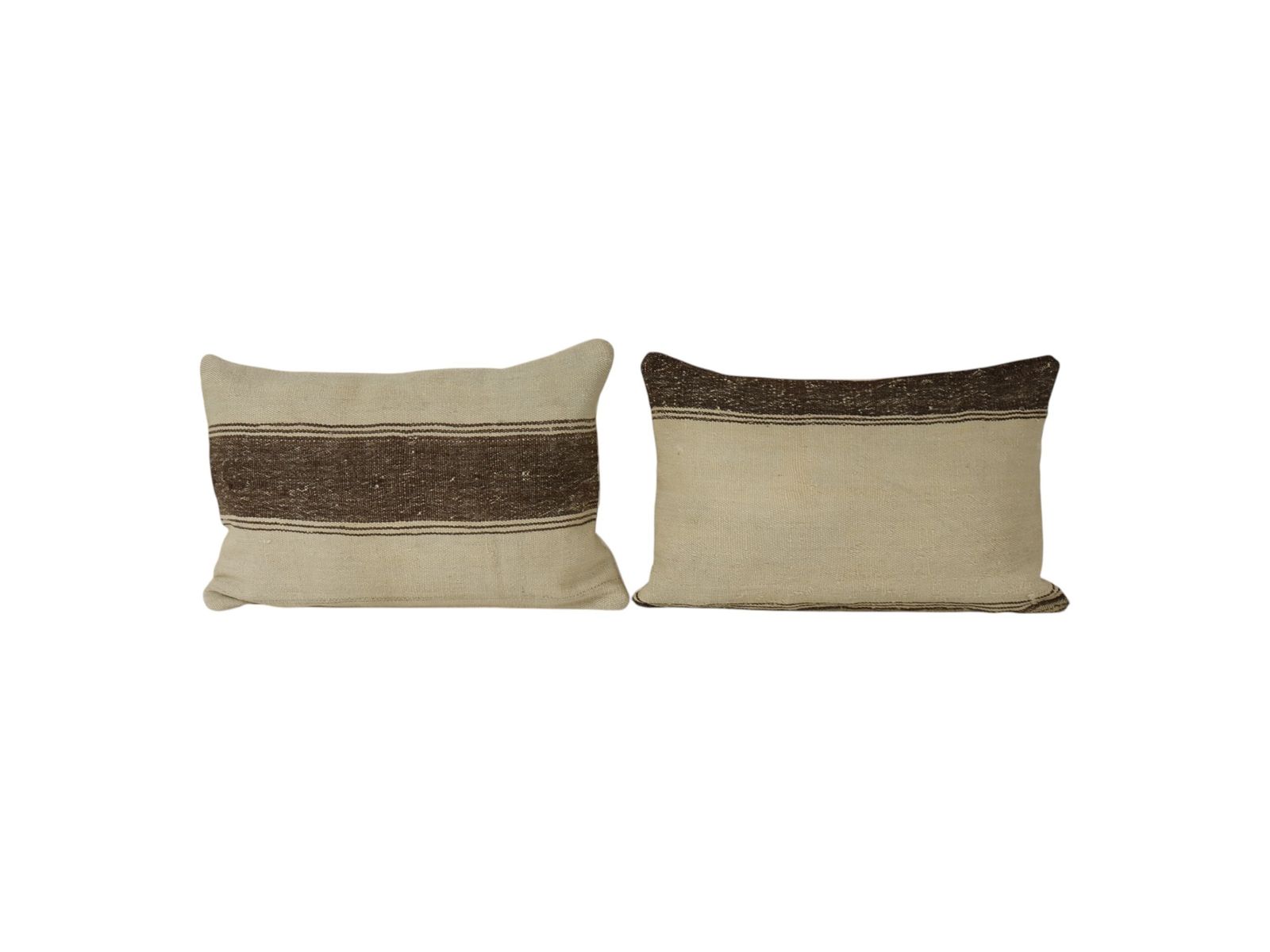 Hemp Kilim Pillow, Minimalist Handmade Lumbar Cushion With Distinctive Details, Stylish Decorative Pillow For Living Room Gift
