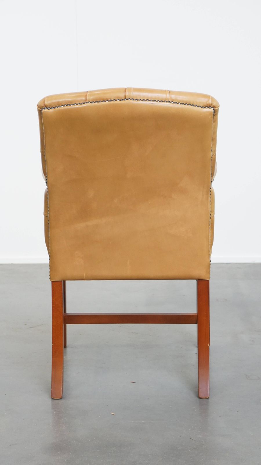 Beautiful And Luxurious Cowhide Chesterfield Dining/Side Chair In English Style In A Light Cognac Color photo Furniture