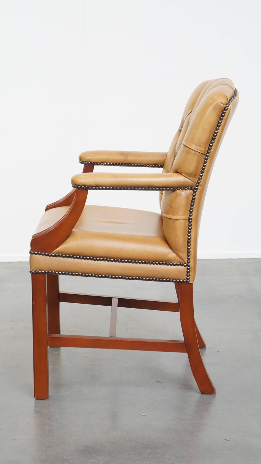 Beautiful And Luxurious Cowhide Chesterfield Dining/Side Chair In English Style In A Light Cognac Color photo 622.8974999999999