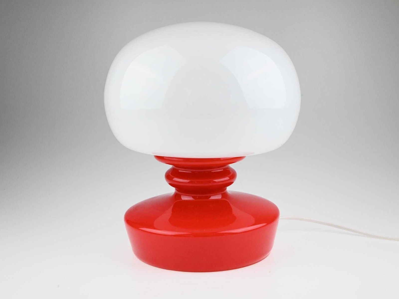 Vintage Stepan Tabery Red & White Glass Table Lamp, Vintage Glass Lamp, Vintage Desk Lamp, Mid Century Lamp, Bedside Lamp, Mid Century Light