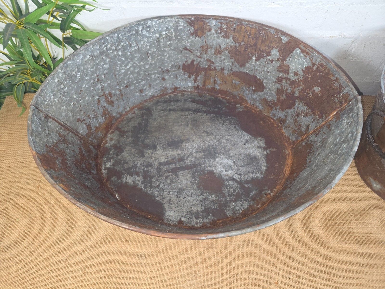Vintage Reclaimed Galvanised Oval Trough Garden Planter Tub Ice Bucket Bath photo buy