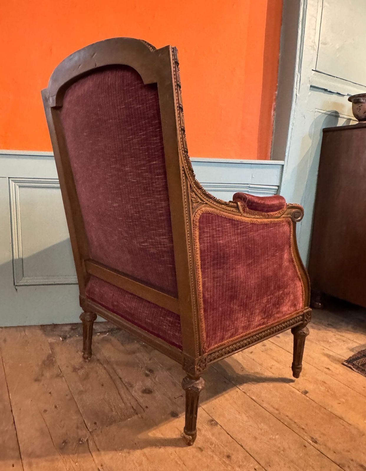 Antique French Louis XVI Revival Carved Walnut Armchair photo buy