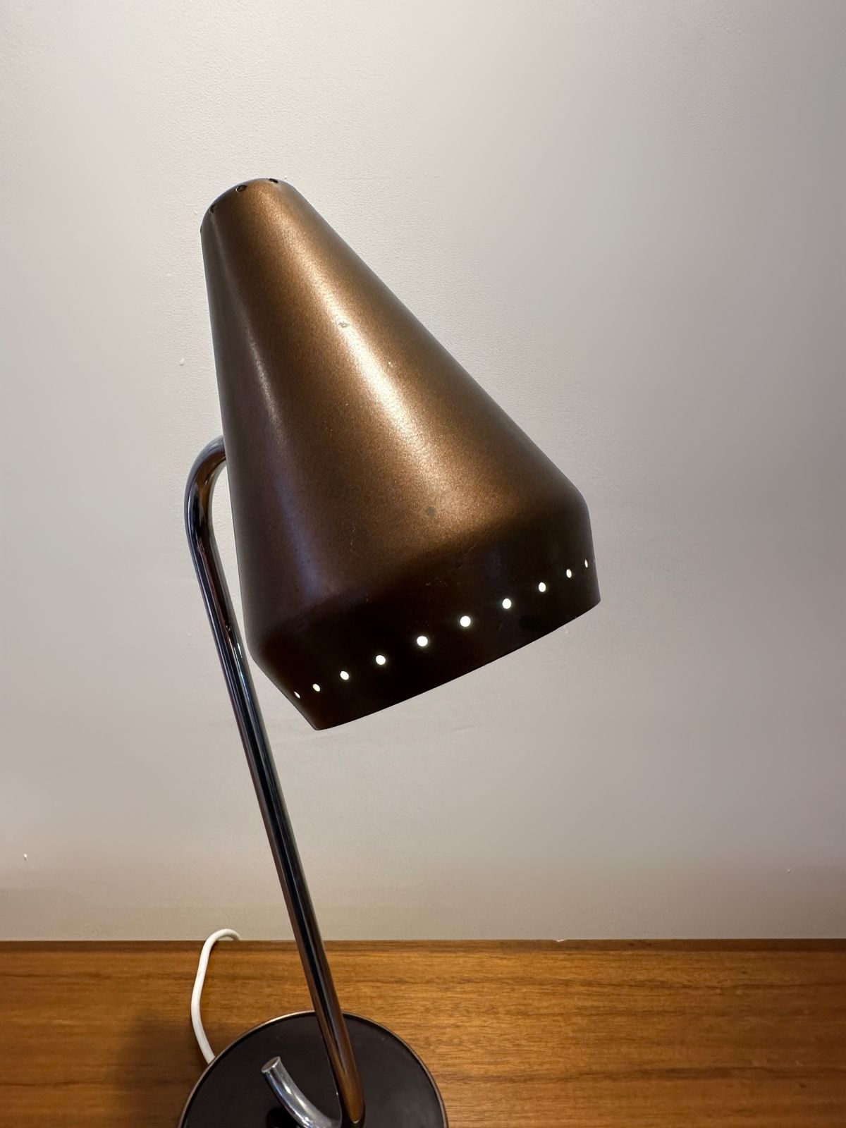 photo furniture Original Mid Century Chrome And Brass Shop Fitting Lamp Courtney Pope, 1950