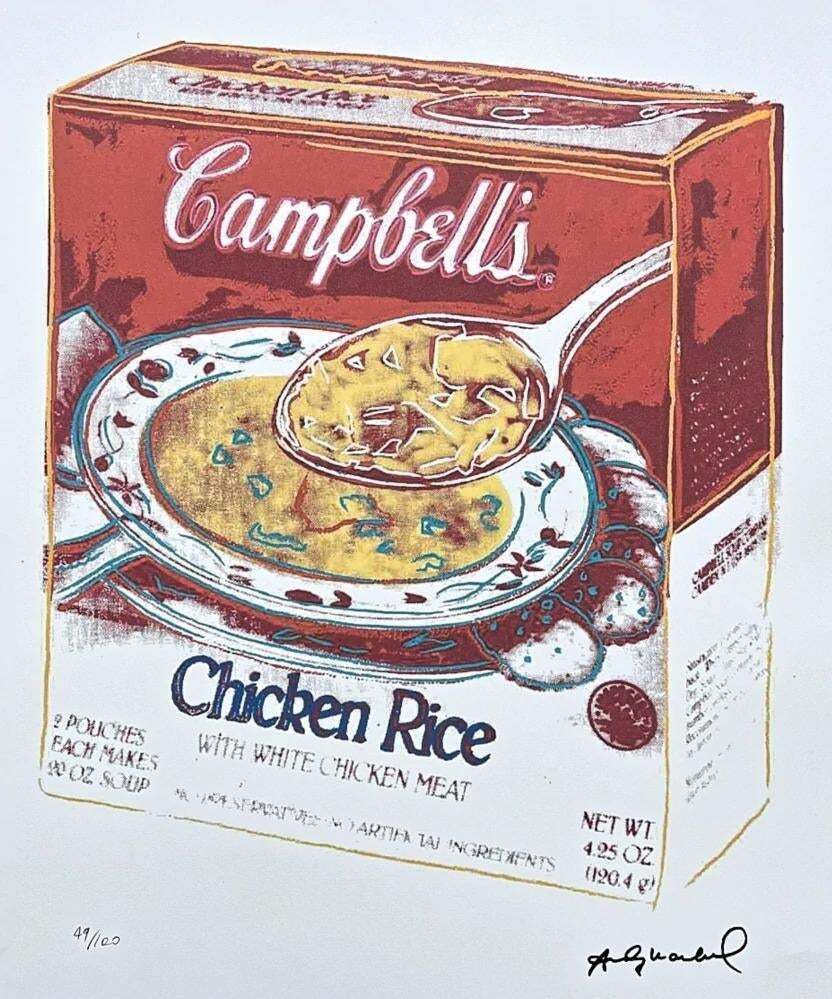 After Andy Warhol, Campbell's Soup Chicken Rice, 1980s, Lithograph photo for sale