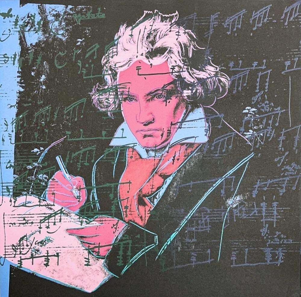 After Andy Warhol, Beethoven   Pink Black, 1980s, Lithograph photo furniture