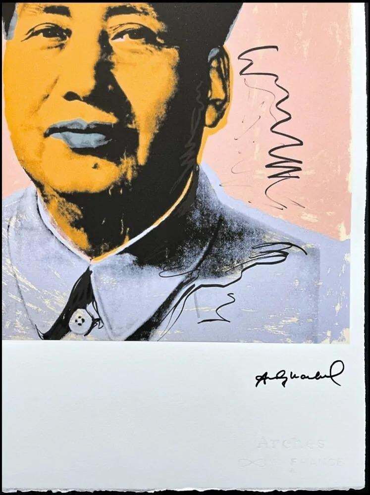 After Andy Warhol, Mao Zedong Yellow, 1980s, Lithograph photo furniture