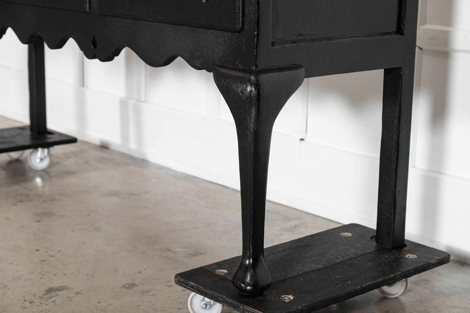 4543.0 Large 19thc English Ebonised & Lacquered Oak Dresser Base photo