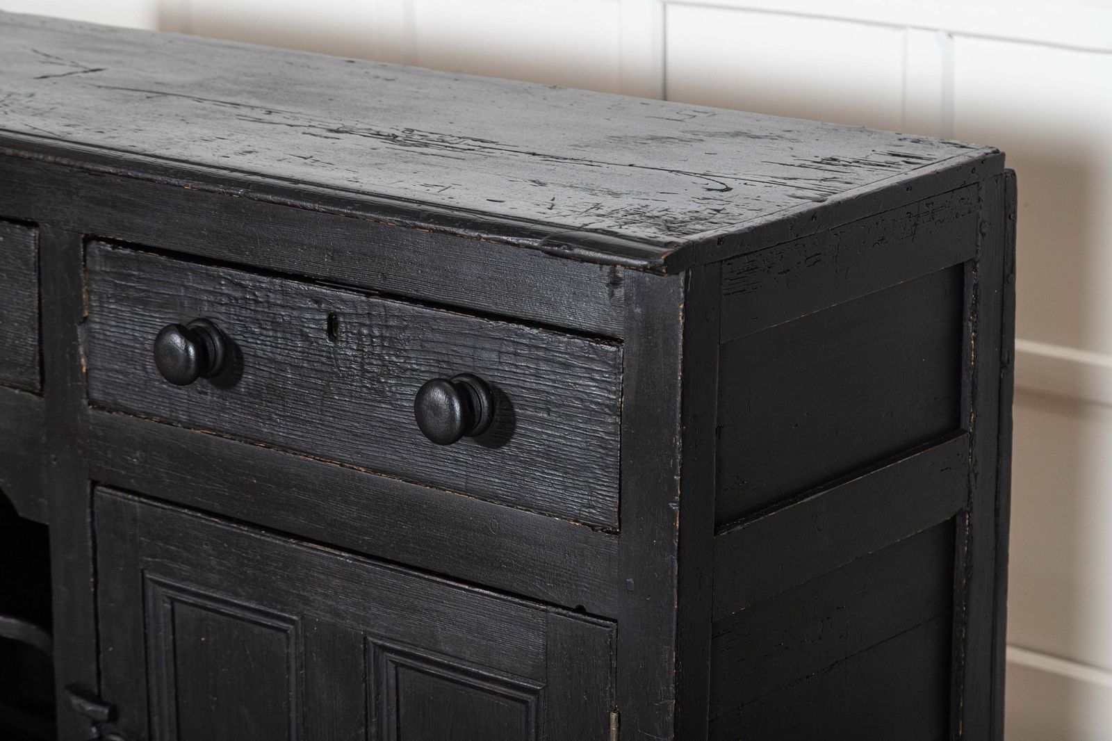 Furniture 19thc English Country Ebonised Pine Dresser Base photo