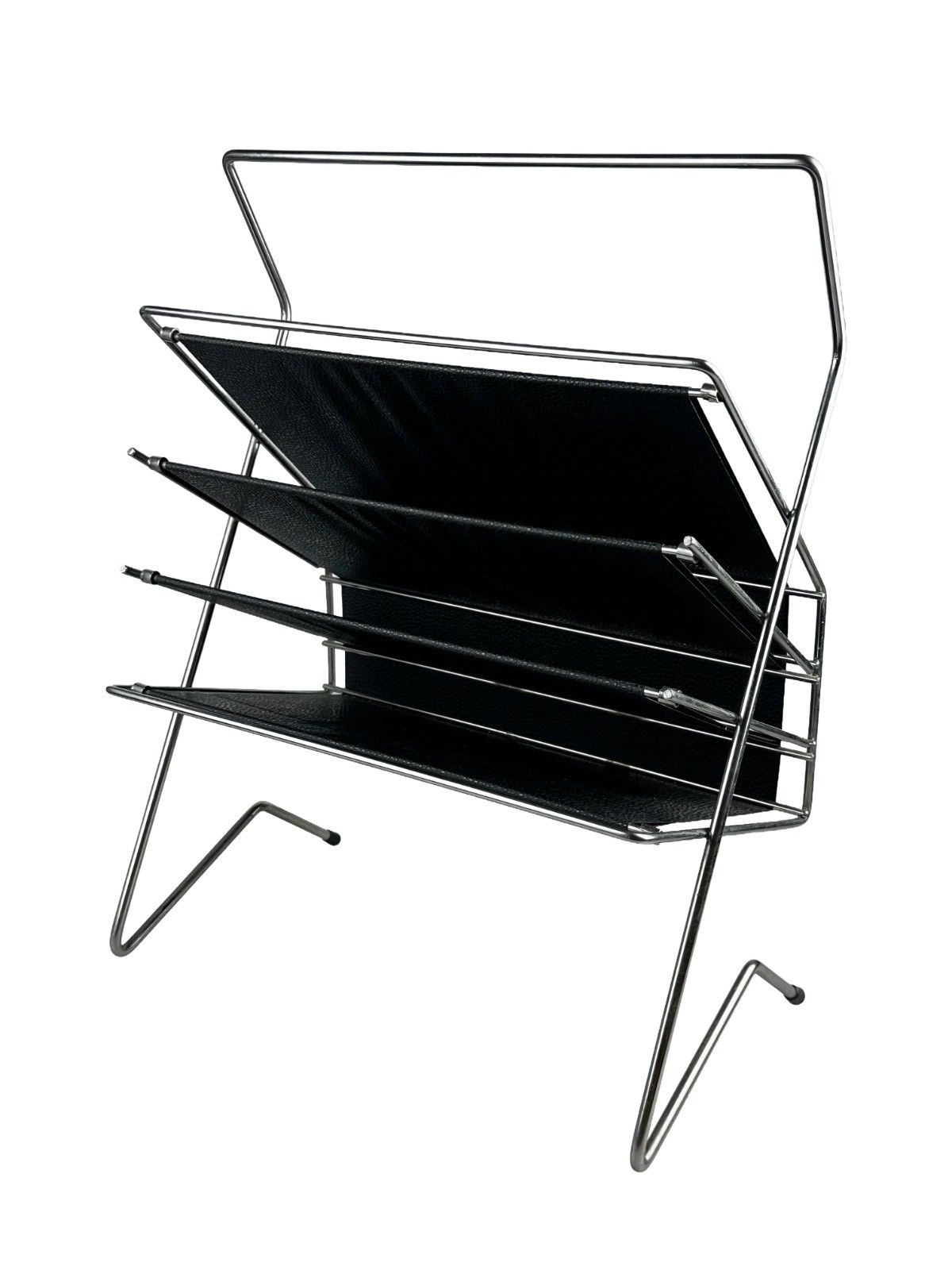 60s 70s Newspaper Holder Magazine Rack Metal Plastic Space Age
