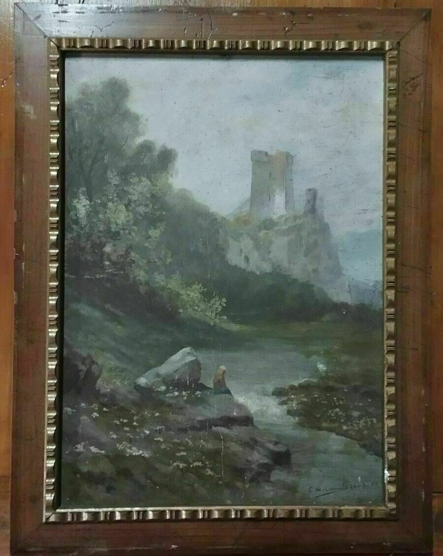 Painting Early 1900s Oil On Cardboard Italy C.De Consoli photo buy