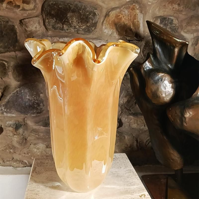 Stunning Jacketed Vase In Hand Worked Murano Glass. Made In Italy.