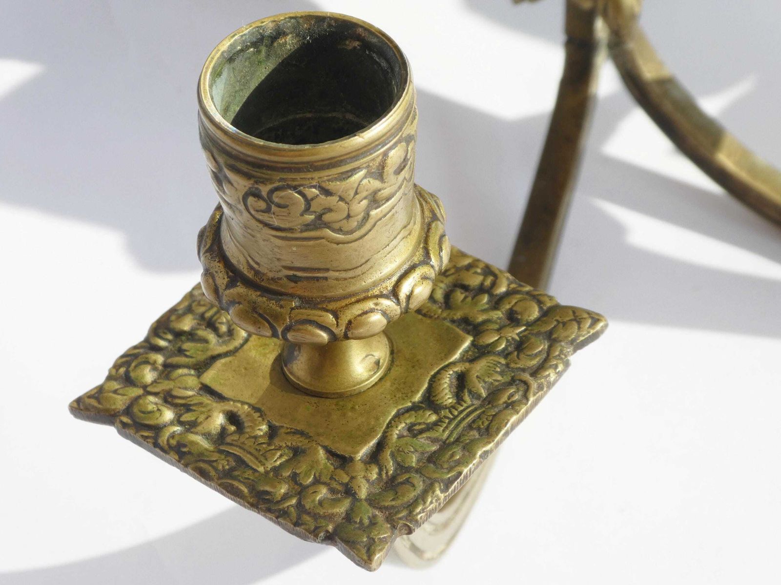 Antique Set Of Bronze Candelabras With Beveled Mirror, French Ornate Wall Sconces, Candlesticks photo 433.0