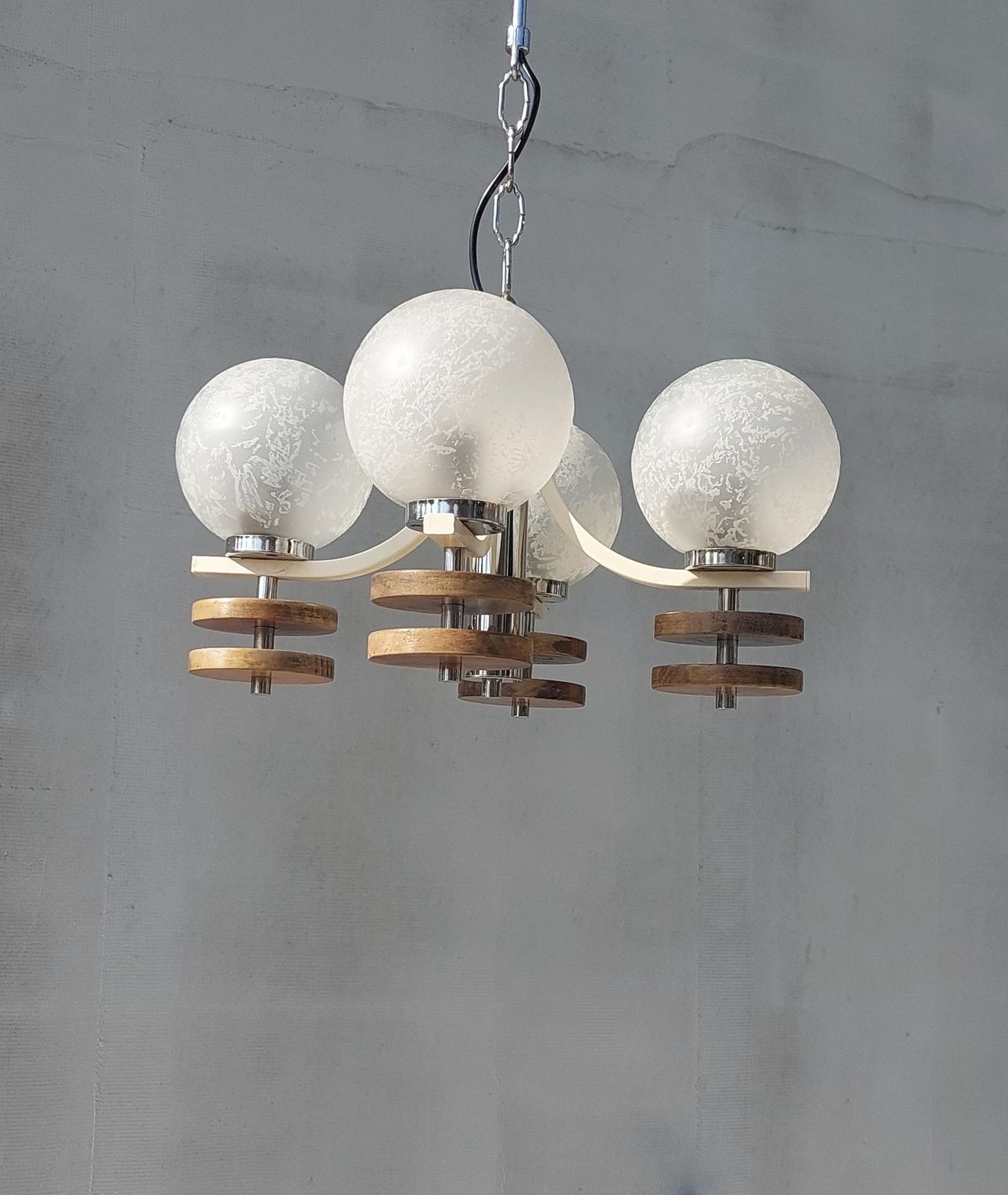 Sputnik Chandelier, Space Age Chandelier, Retro Chandelier, Retro Lighting, Mid Century Pendant Lamp, Mcm, Geometrical Atomic Light, 1970's photo for sale