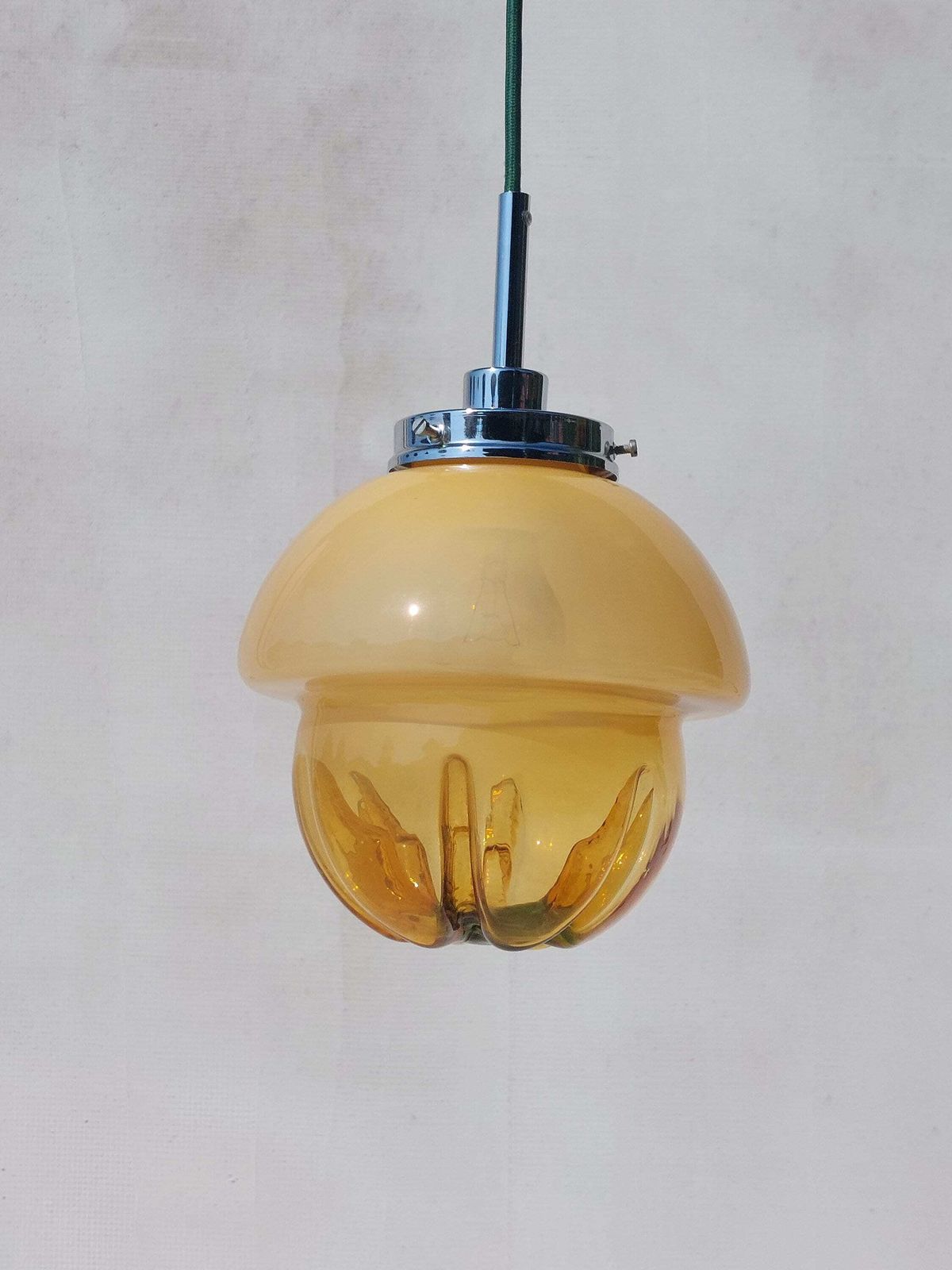 Space Age Pendant Lamp/Vintage Murano Glass Pendant Light/Ufo Pendant Light / Mazzega Style Ceiling Lamp/ Sphere Globe Murano / Italy / 70's