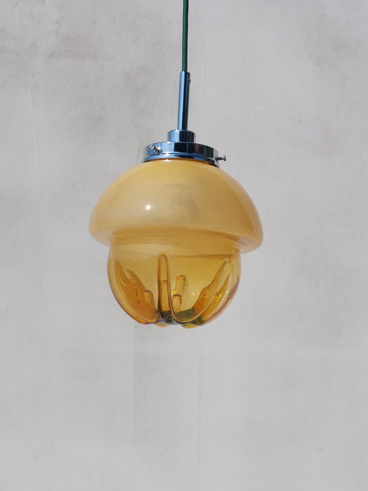 Space Age Pendant Lamp/Vintage Murano Glass Pendant Light/Ufo Pendant Light / Mazzega Style Ceiling Lamp/ Sphere Globe Murano / Italy / 70's photo 274.0