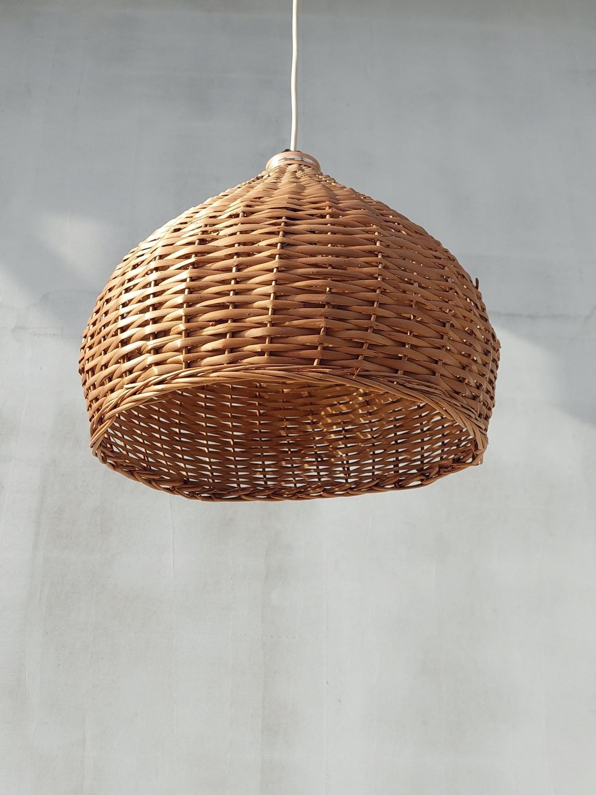 Wabi Sabi Pendant Lamp, Vintage Wicker Pendant Lamp, Mid Century Pendant Lamp / Minimalist Pendant Light, Natural Pendant Lamp, 1970s photo vintage