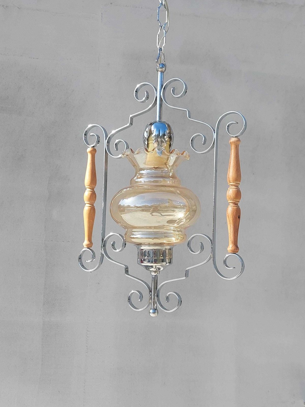 Vintage Chandelier, Vintage Pendant Light, Mid Century Modern Chandelier, Mid Century Hanging Light, Italian Pendant Lamp, Italy, 1970's