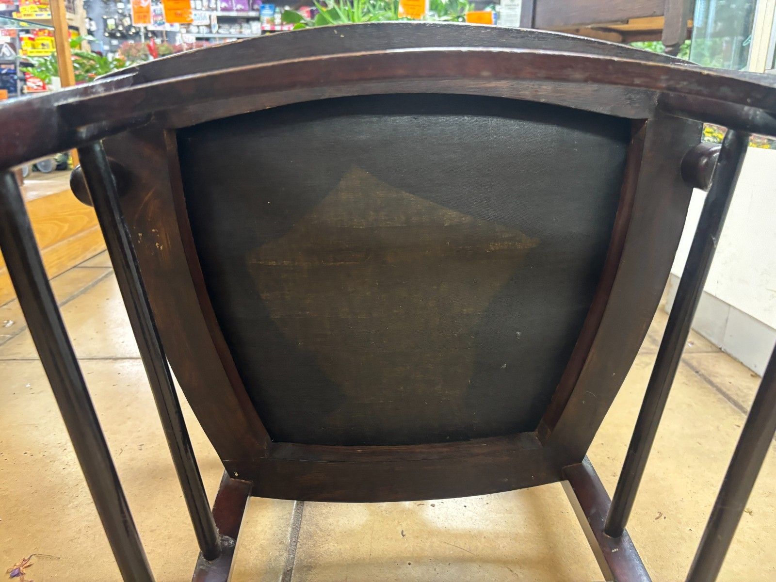 photo vinterior Antique Victorian Mahogany Bedroom Chair With Marquetry & Reupholstered Base