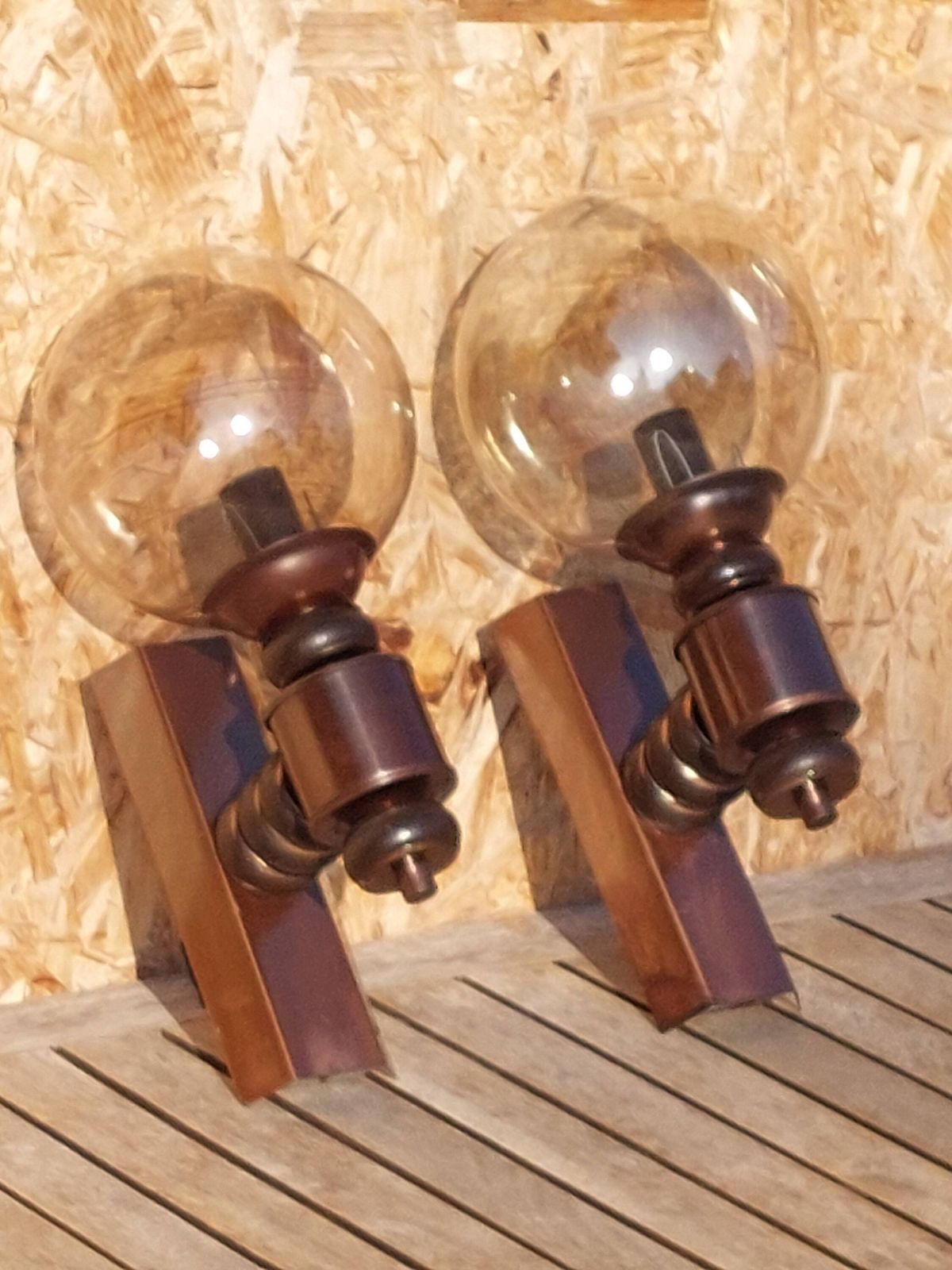 Vintage Wall Lamps / Pair / Mcm Wall Lamps /Retro Wall Lamps / Retro Home / Mcm Home / Smoked Glass And Cooper Wall Lamps / Germany / 80's photo furniture
