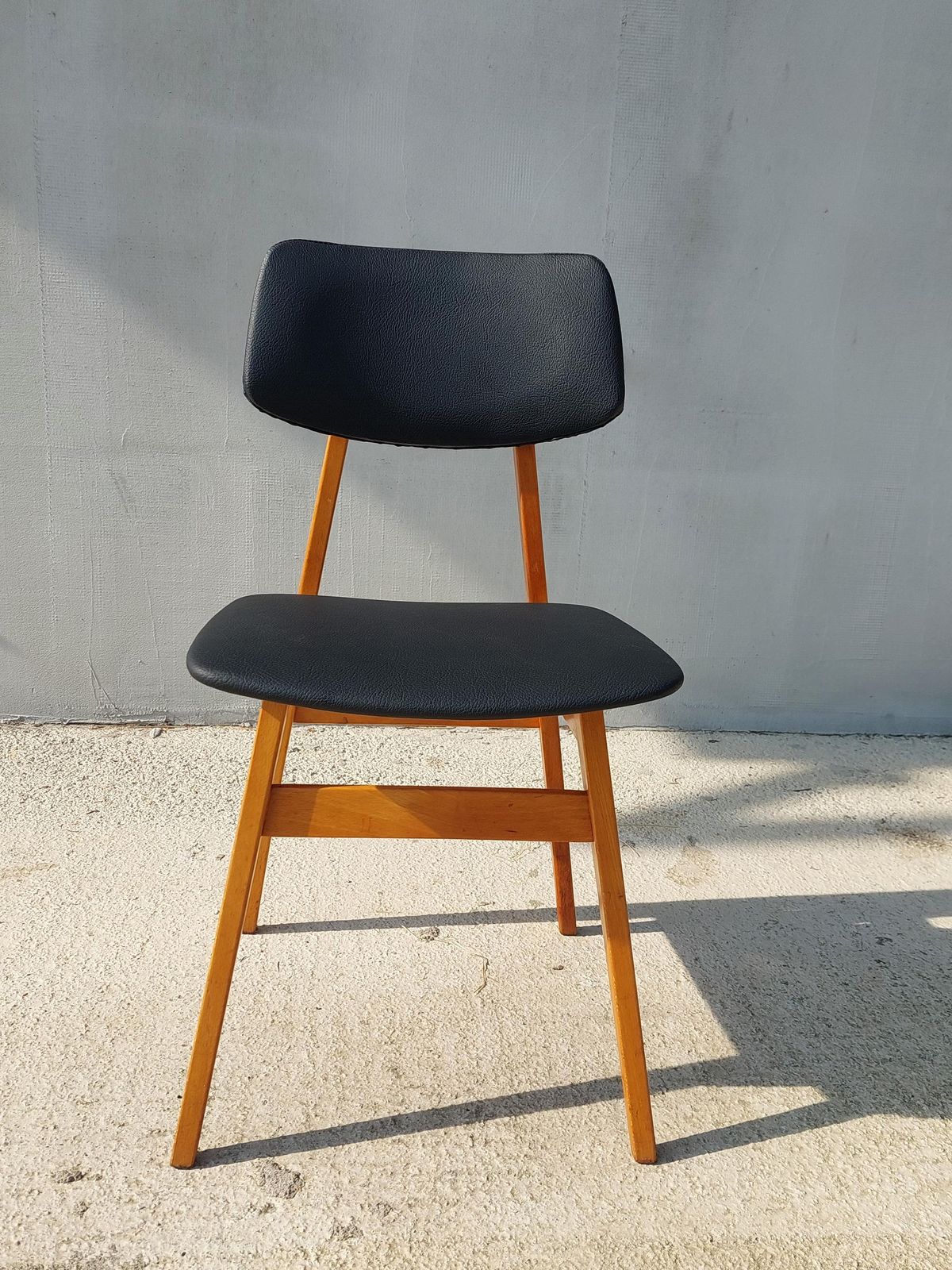 Mid Century Dining Chair, Scandinavian Design, Leather Dining Chair, Designer Chair, Stol Kamnik, 1970's photo for sale