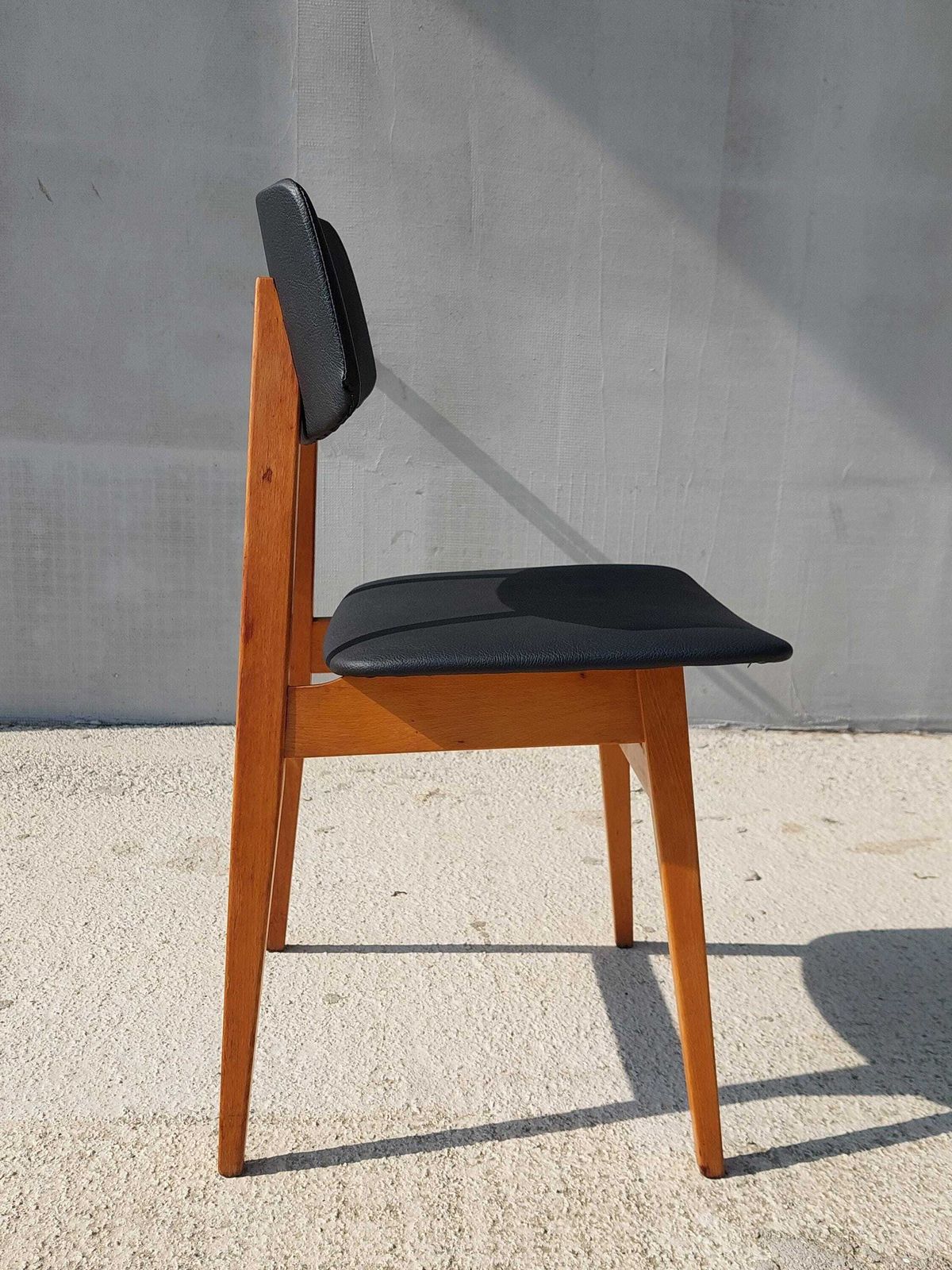 Mid Century Dining Chair, Scandinavian Design, Leather Dining Chair, Designer Chair, Stol Kamnik, 1970's photo 306.0