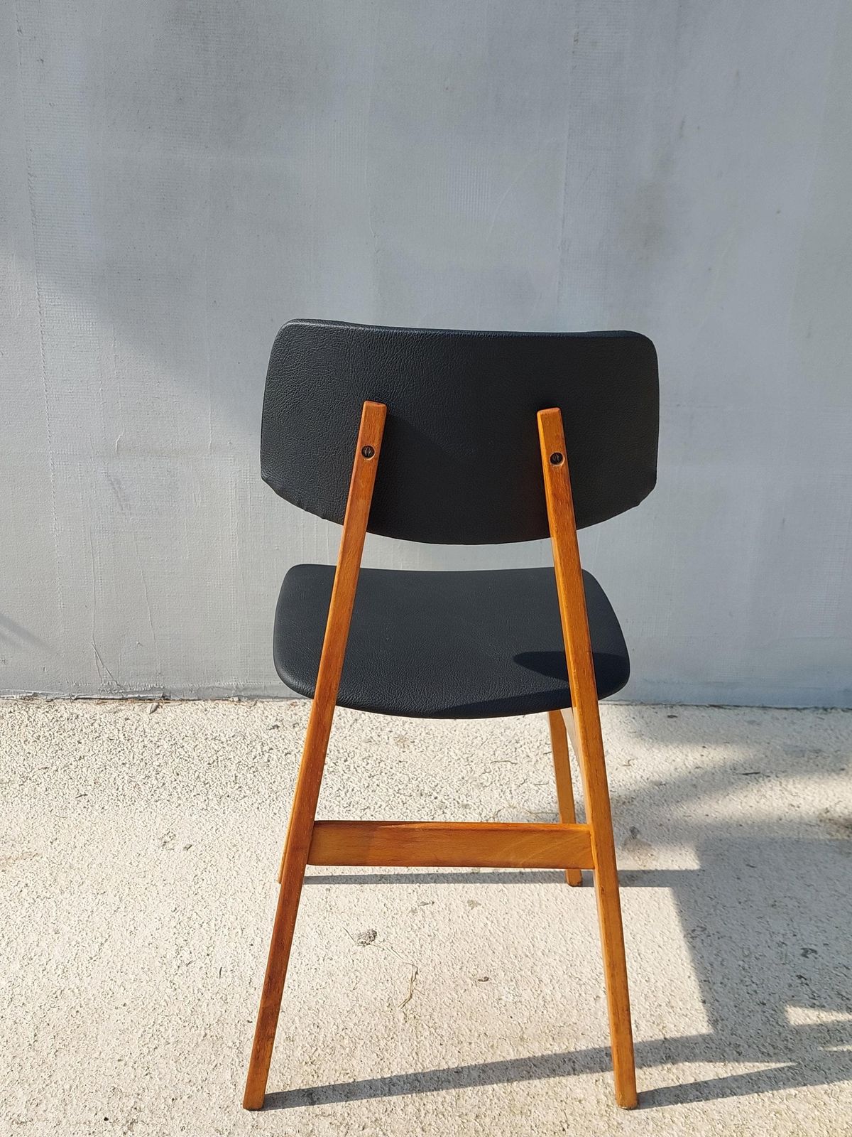 Mid Century Dining Chair, Scandinavian Design, Leather Dining Chair, Designer Chair, Stol Kamnik, 1970's photo buy
