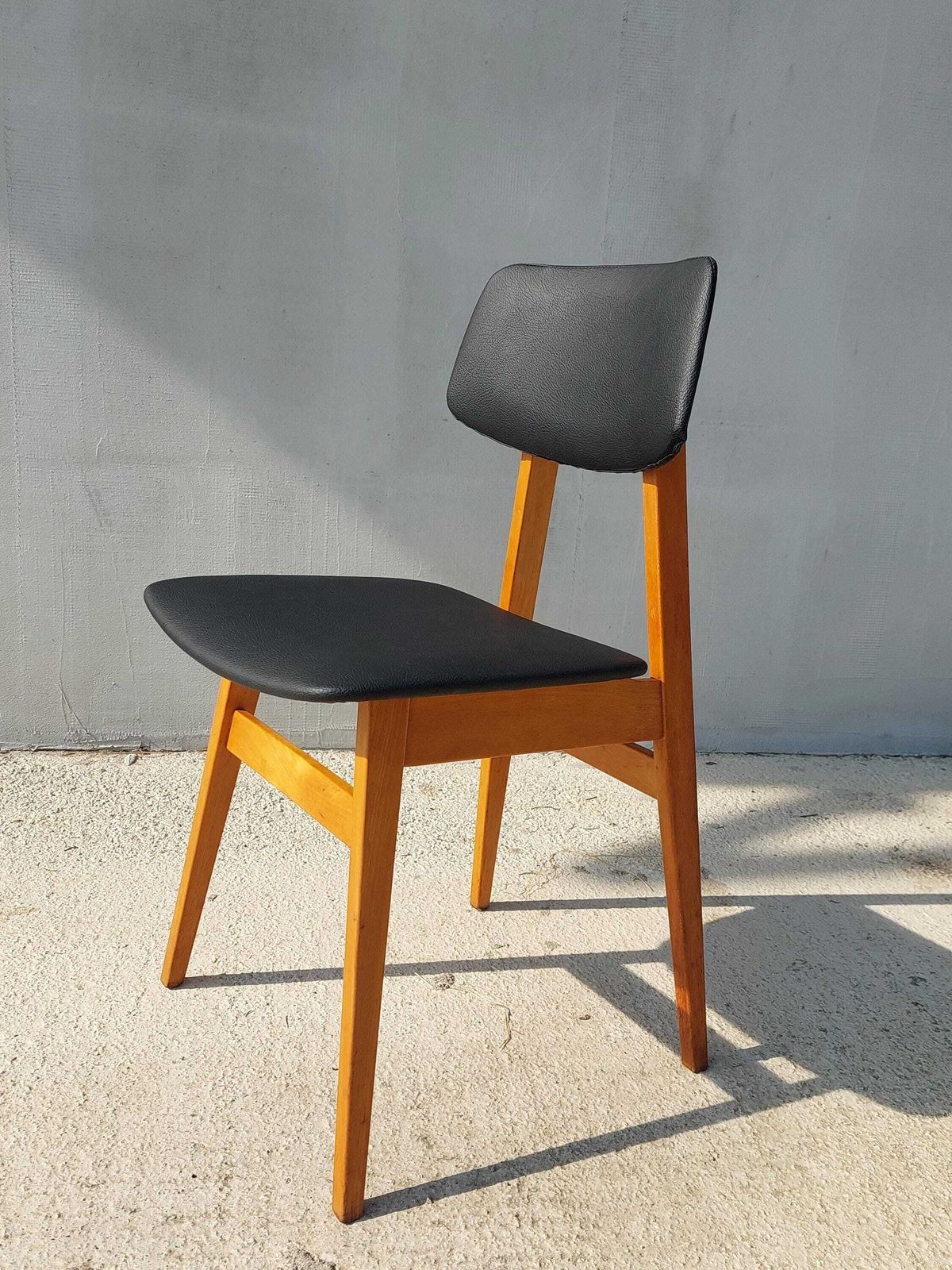photo for sale Mid Century Dining Chair, Scandinavian Design, Leather Dining Chair, Designer Chair, Stol Kamnik, 1970's