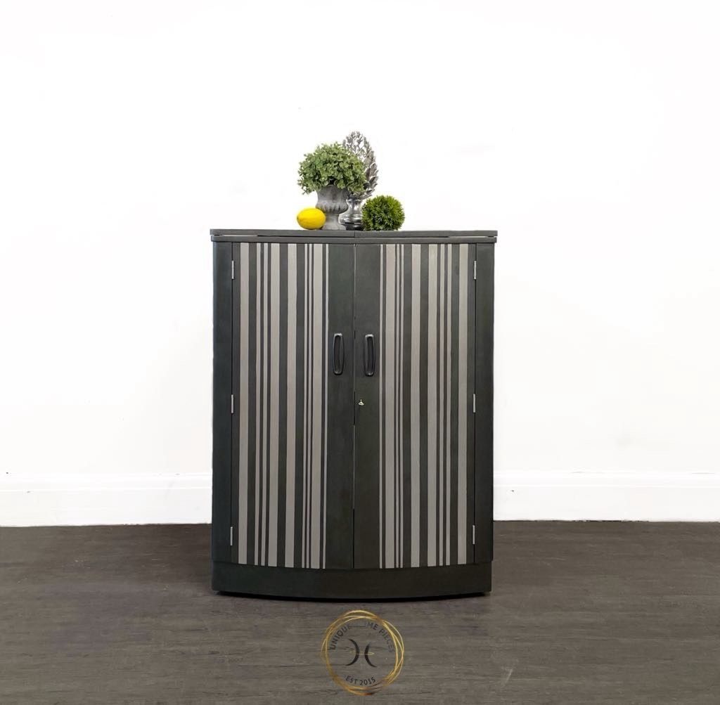 Turnidge Of London Metamorphosis Bespoke Grey Silver Striped Coctail Cabinet/Mcm Bar