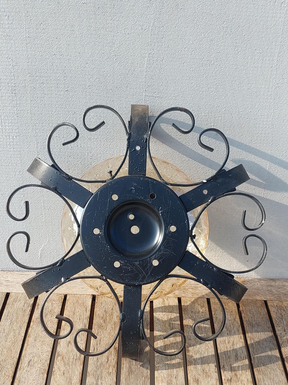 photo furniture Brutalist Wall Lamp, Wrought Iron And Bubble Glass Wall Lamp, Brutalist, Mid Century Wall Lamp, Italy, 1980s