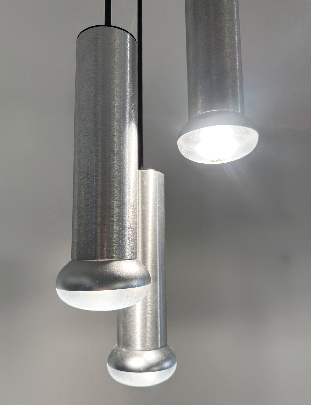 Mid Century Modern Thorn Lighting Tubular Steel Trio Ceiling Pendant, 1960 photo furniture
