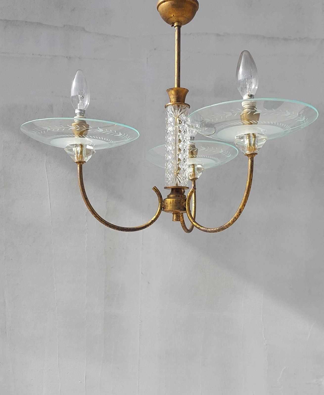 Ceiling Light Attributed To Pietro Chiesa For Fontana Arte, Vintage Chandelier, Fontana Arte, Pietro Chiesa, Art Deco, Italy, 1940s