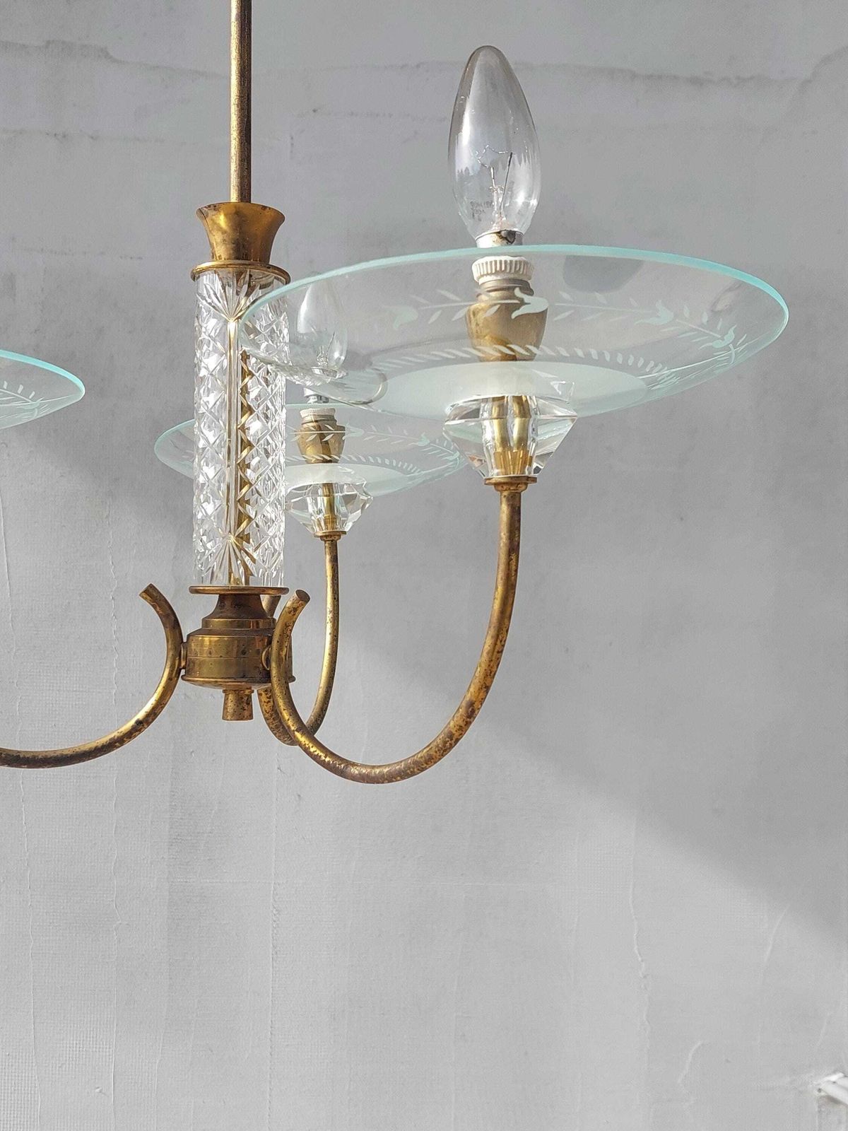 Ceiling Light Attributed To Pietro Chiesa For Fontana Arte, Vintage Chandelier, Fontana Arte, Pietro Chiesa, Art Deco, Italy, 1940s photo vintage