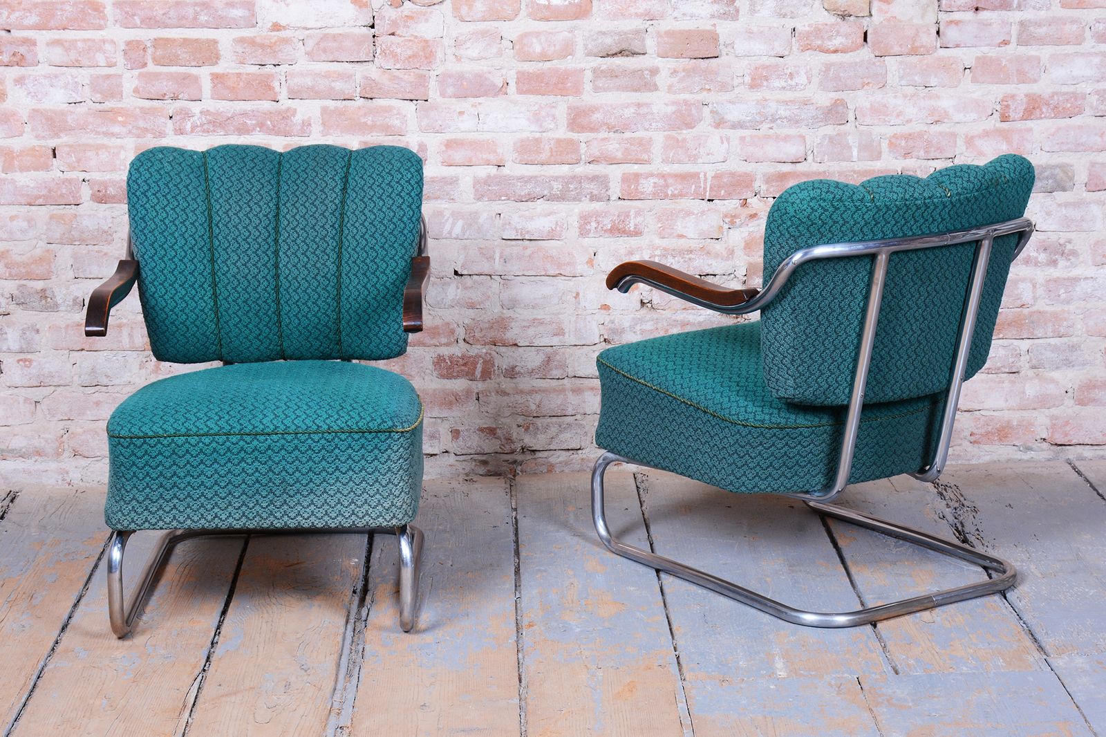 Set Of Two Original Bauhaus Armchairs, By O. Zoufalý, Beech, Czech, 1930s photo for sale