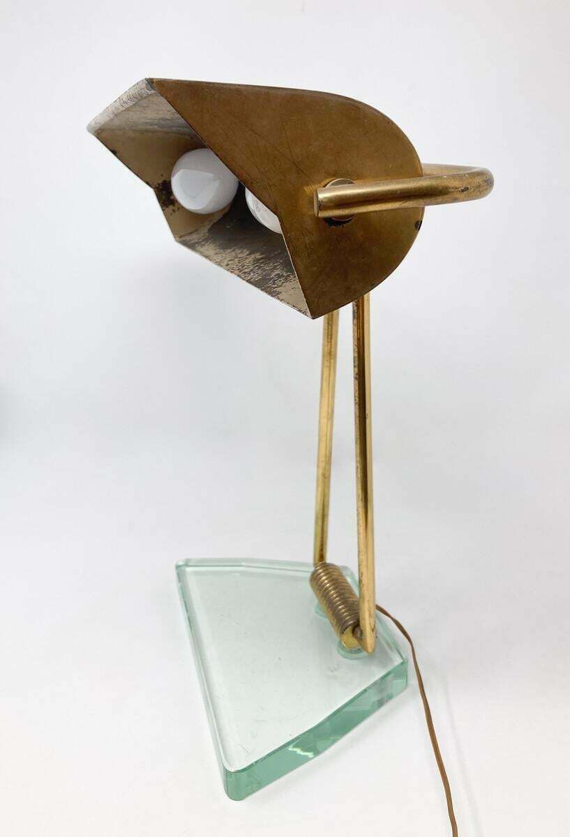 Mid Century Modern Glass & Brass Table Lamp Attributed To Pietro Chiesa, 1950s photo 3477.0