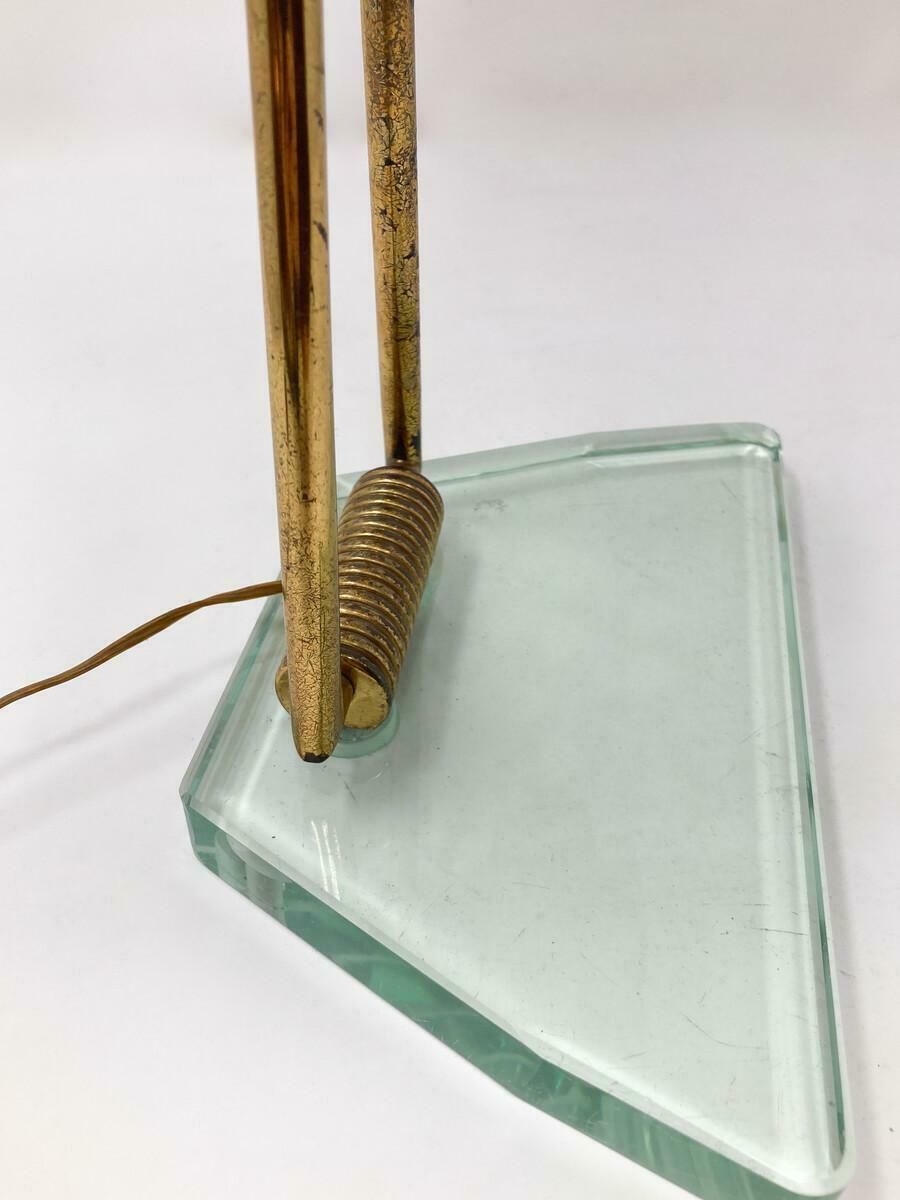 photo furniture Mid Century Modern Glass & Brass Table Lamp Attributed To Pietro Chiesa, 1950s