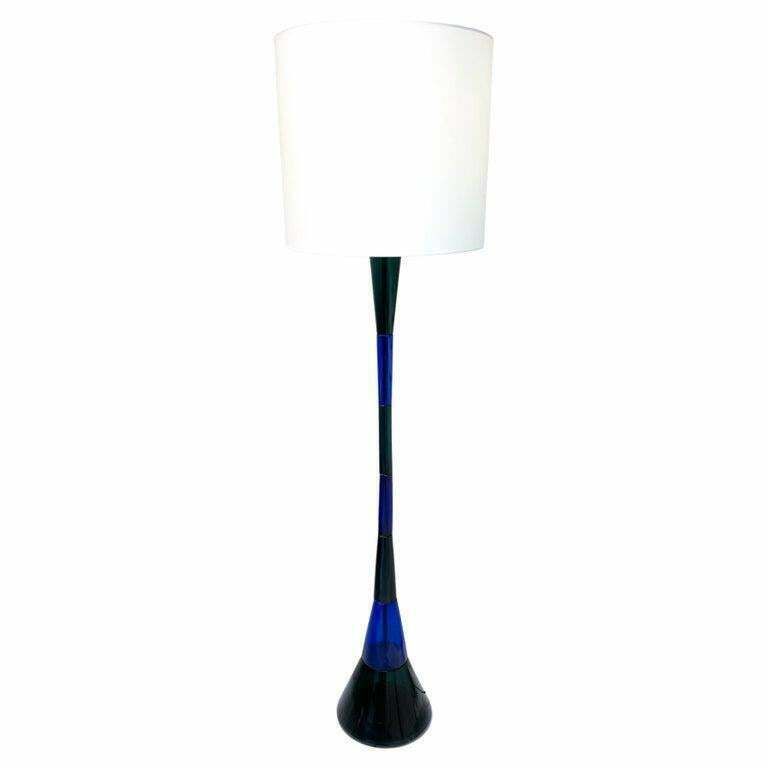 photo vinterior Mid Century Modern Blue And Green Murano Glass Floor Lamp By Fulvio Bianconi
