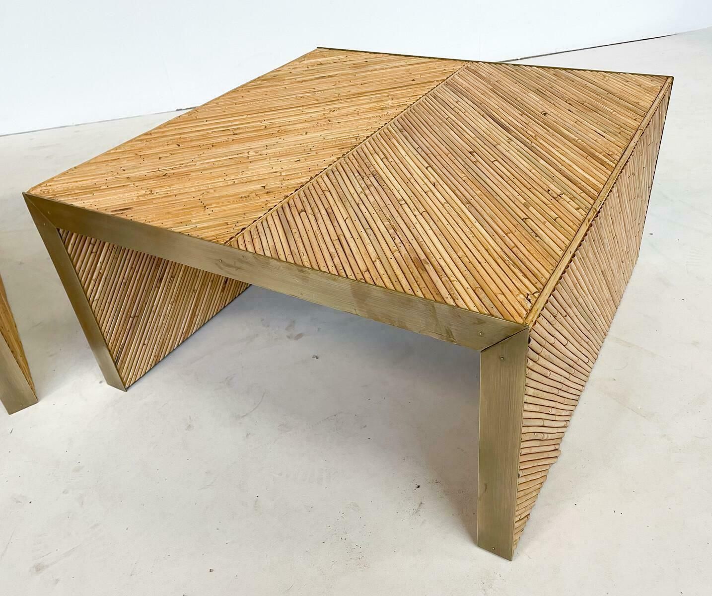 Contemporary Coffee Table In Bamboo And Brass, Italy   Sold Individually photo furniture