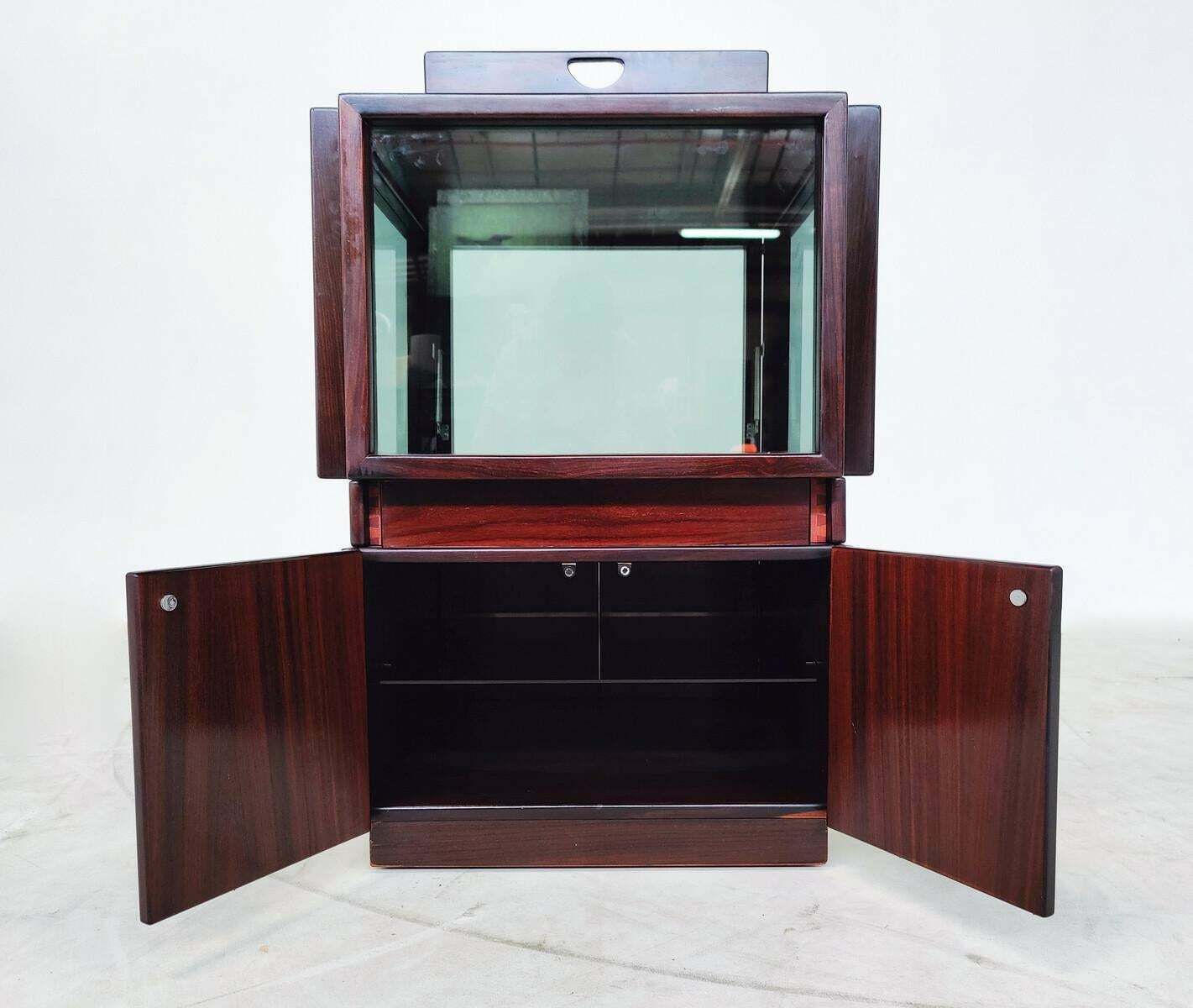 Mid Century Wooden Bar Cabinet On Wheels By Gianfranco Frattini For Bernini photo 2924.0