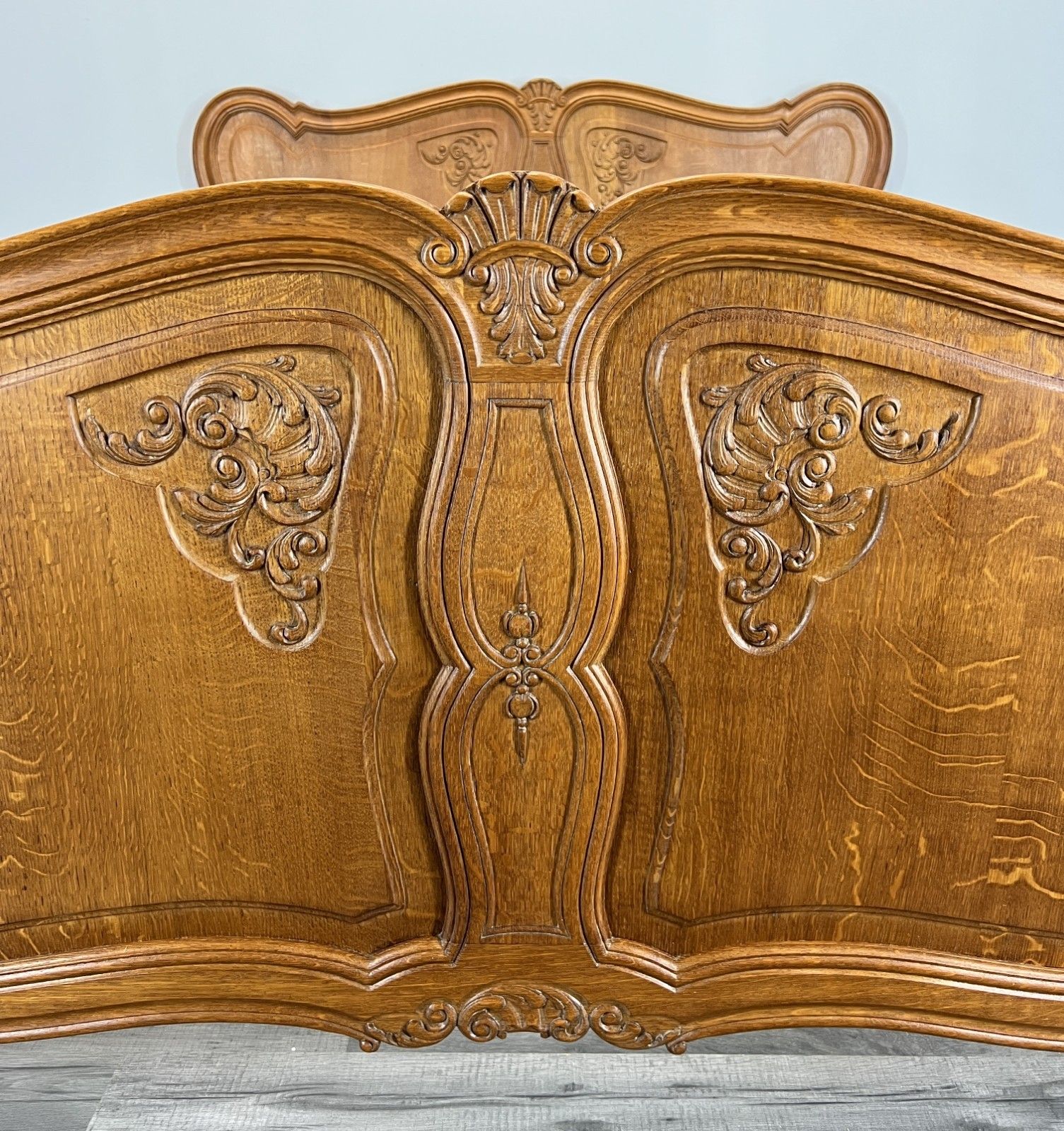 Bed Frame Vintage French Louis XVI Style Oak Double Carved Panel Lot 4086 photo for sale