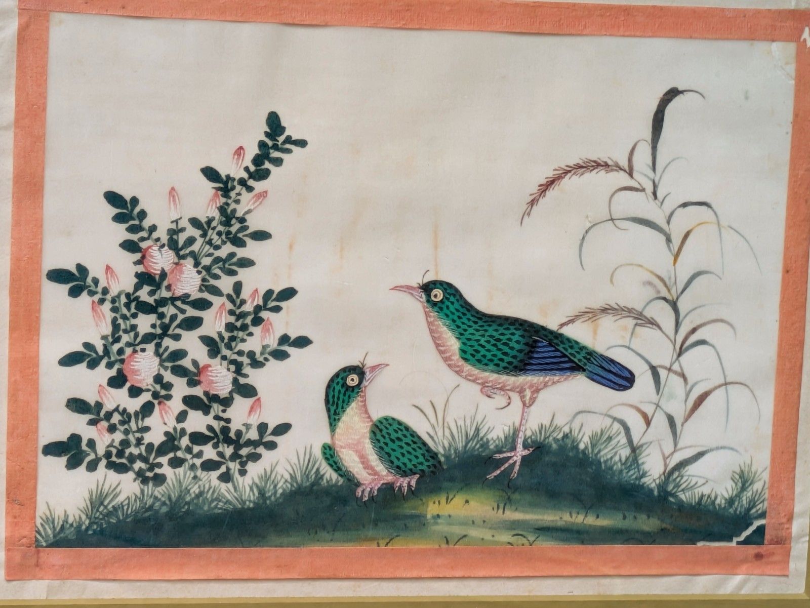 Antique Chinese Watercolour Painting Birds Among Branches photo vinterior