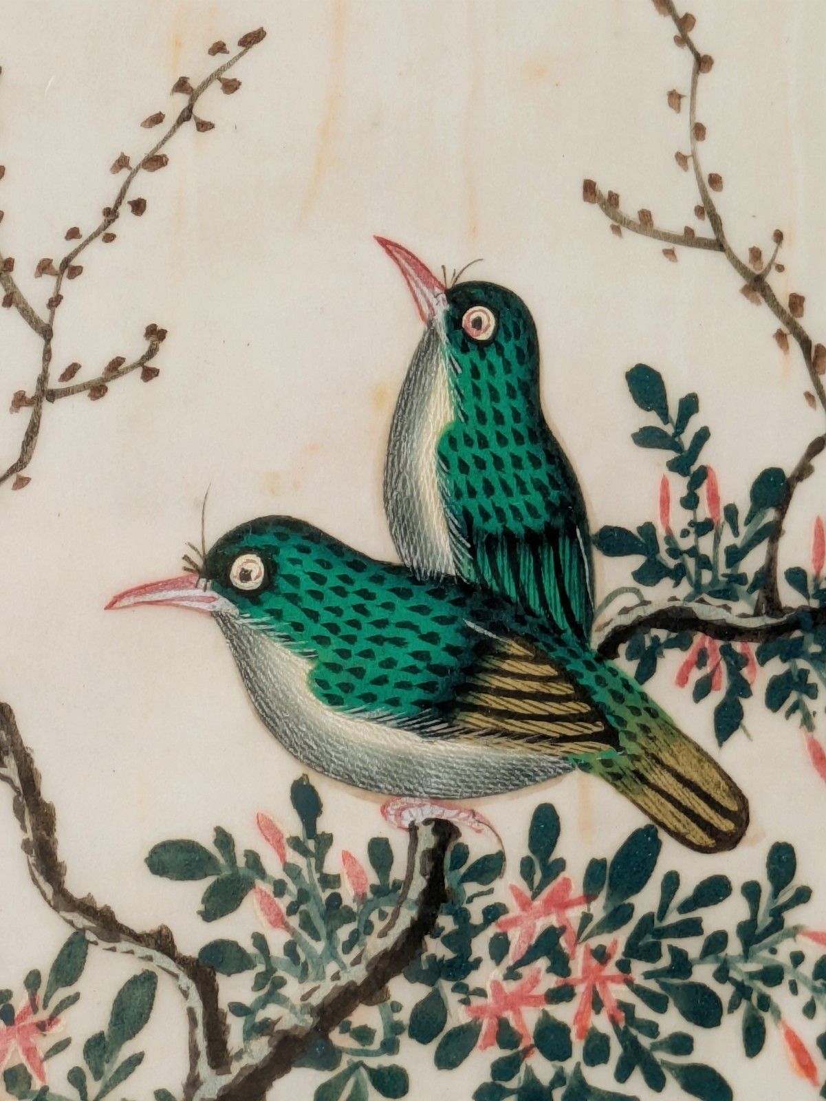 Antique Chinese Watercolour Painting Birds Among Branches photo furniture
