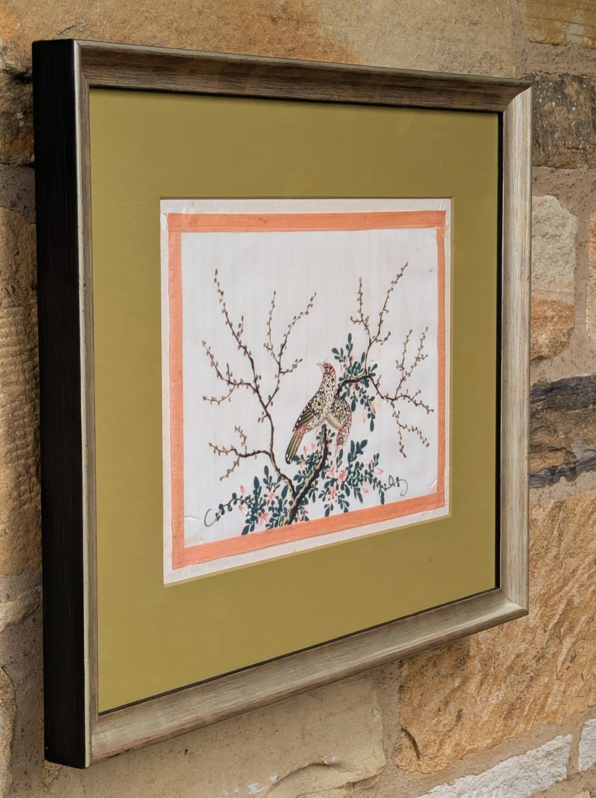 Antique Chinese Watercolour Painting Birds Among Branches photo for sale