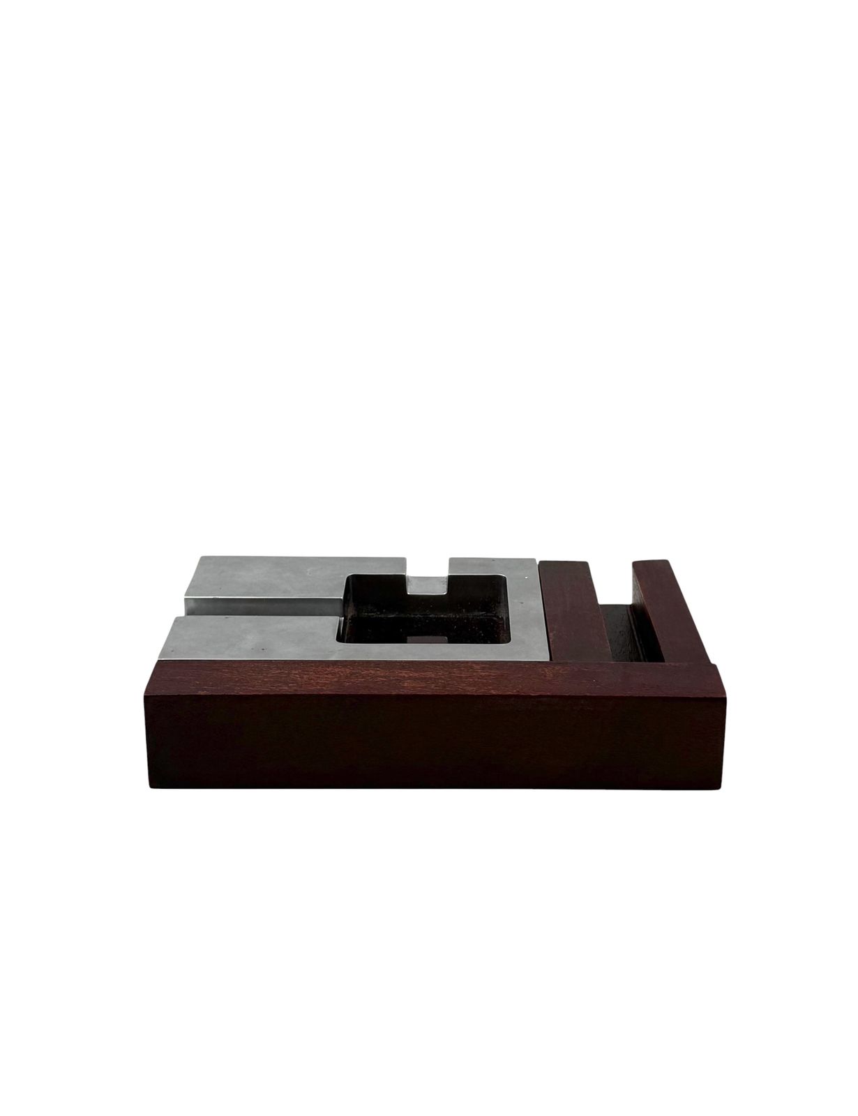Mid Century Modern Mahogany Ashtray, Alfred Dunhill Italy 1970s