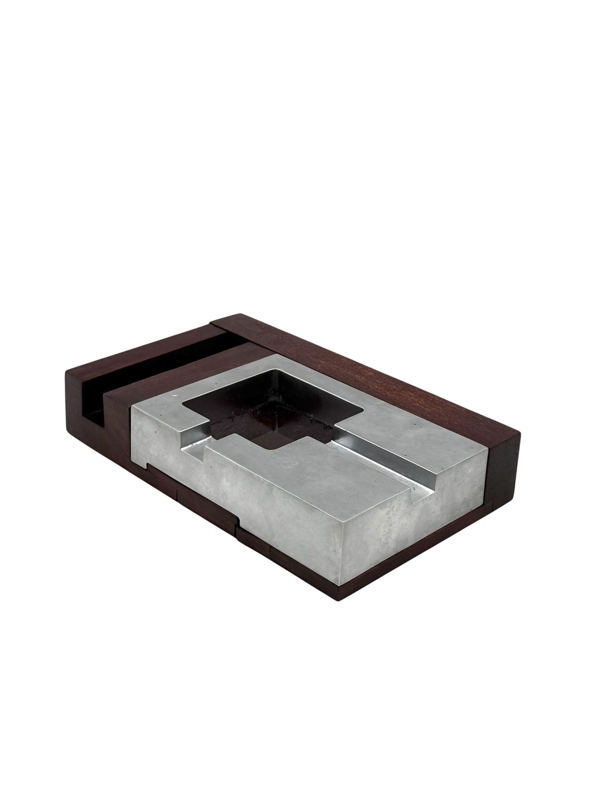 photo vintage Mid Century Modern Mahogany Ashtray, Alfred Dunhill Italy 1970s