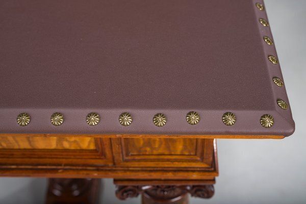 Furniture Wilhelmine Secretary In Walnut & Exotic Veneer With Leather Top photo