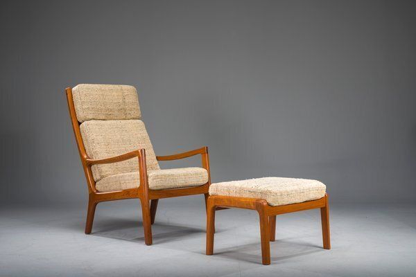 Furniture Set Of Senator Highback Armchair & Ottoman In Teak By Ole Wanscher For Poul Jeppesen Collectors, Cado, 1960s photo
