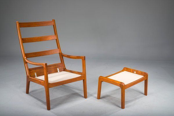 1612.0 Set Of Senator Highback Armchair & Ottoman In Teak By Ole Wanscher For Poul Jeppesen Collectors, Cado, 1960s photo